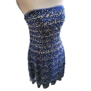 (B) Terani couture blue sparkly sequin Dress  size 8, cocktail dress